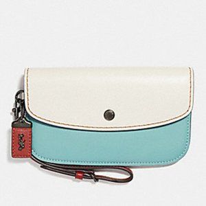 Coach Chalk/multi Colorblock Leather Clutch 29769, Like New